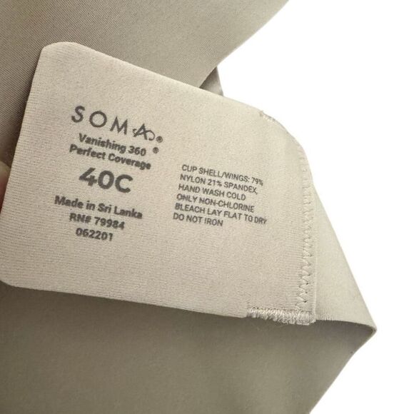NEW Soma Vanishing 360 Perfect Coverage Bra Nude Underwire Size 40C - Picture 4 of 5